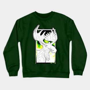 white moose in aurora borealis Crewneck Sweatshirt